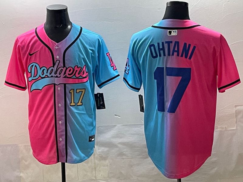 Men Los Angeles Dodgers #17 Ohtani Blue pink Game 2025 Nike MLB Jersey style 0016